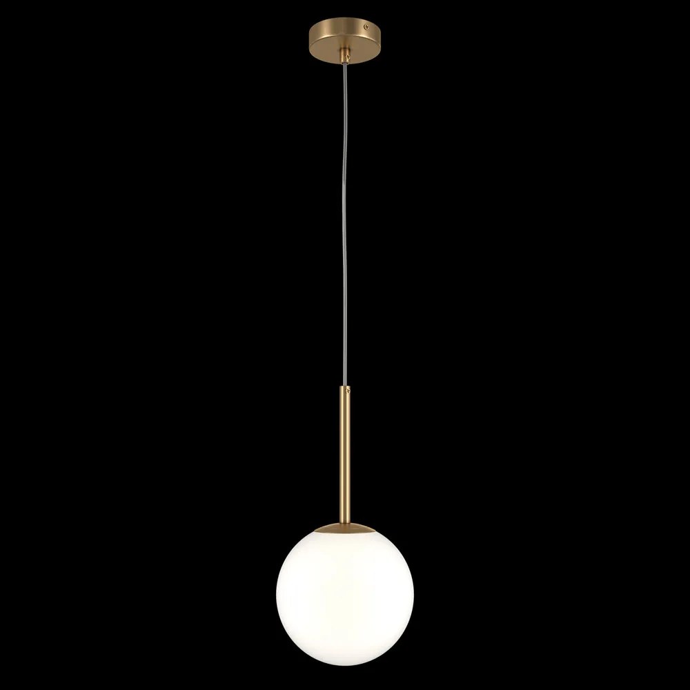 Lampadario Minimal Basic Form Medio In Metallo Oro 1 Luce E Diffusore Bianco