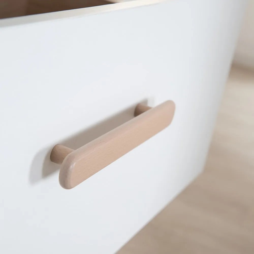 Cassettiera per bambini bianca/di colore naturale con effetto rovere con fasciatoio 88x98x75 cm Cabane – Roba