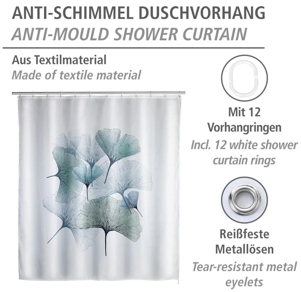 Tenda da doccia lavabile, 180 x 200 cm Ginkgo - Wenko