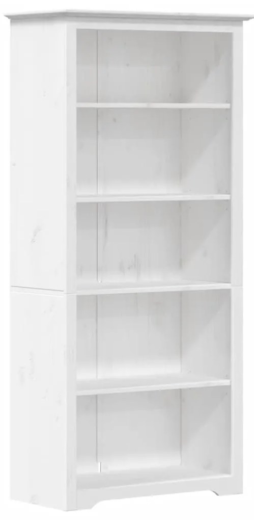 Libreria bodo 5 ripiani 80x38x180 cm legno massello pino bianco