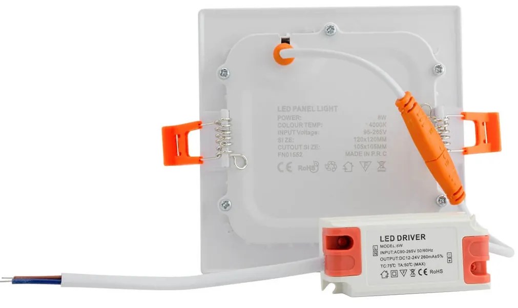 Pannello LED Quadrato 8W 800lm Foro 110x110mm Osram chip LED Colore Bianco Caldo 3.000K
