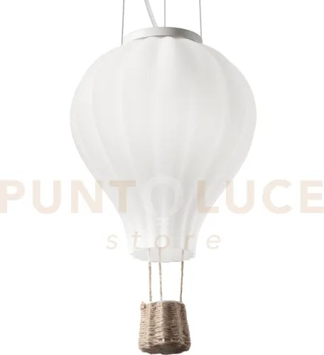 Dream big lampadario mongolfiera in vetro soffiato bianco e corda 1...