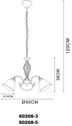 Globo 60208-3 - Lampadario a sospensione con catena ODIN 3xE27/60W/230V