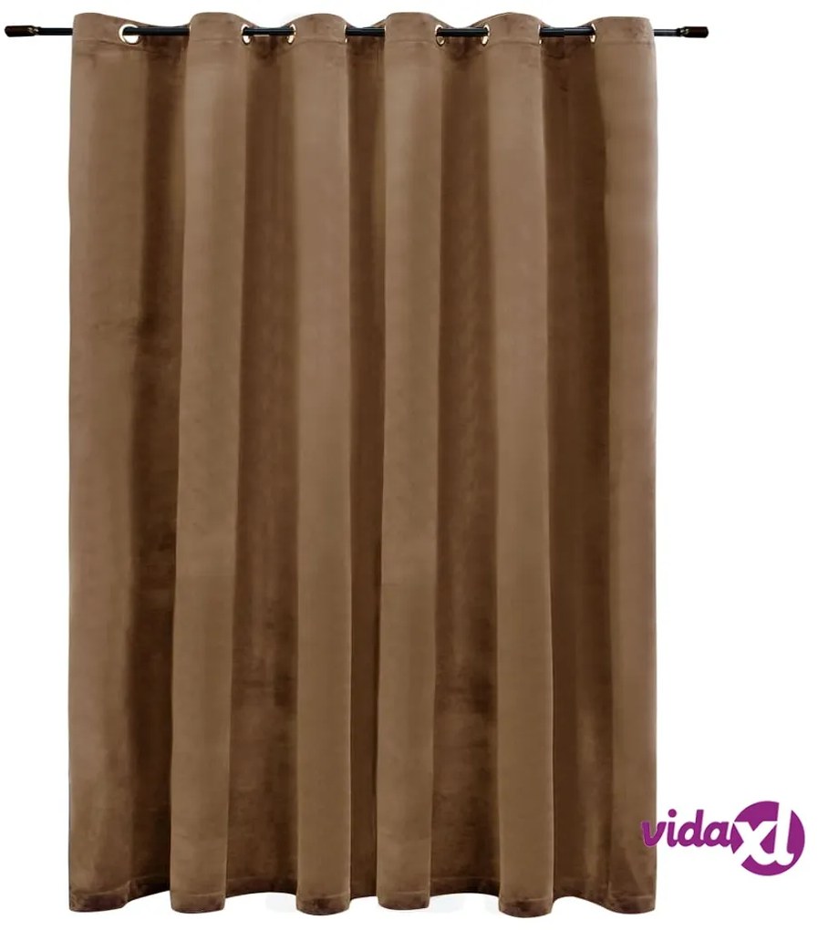 vidaXL Tenda Oscurante con Anelli in Metallo Velluto Beige 290x245 cm