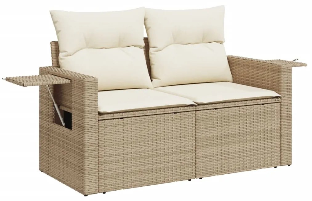 Set Divano da Giardino 6 pz con Cuscini Beige in Polyrattan