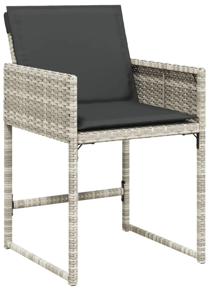 Set pranzo giardino 11pz con cuscini grigio chiaro polyrattan