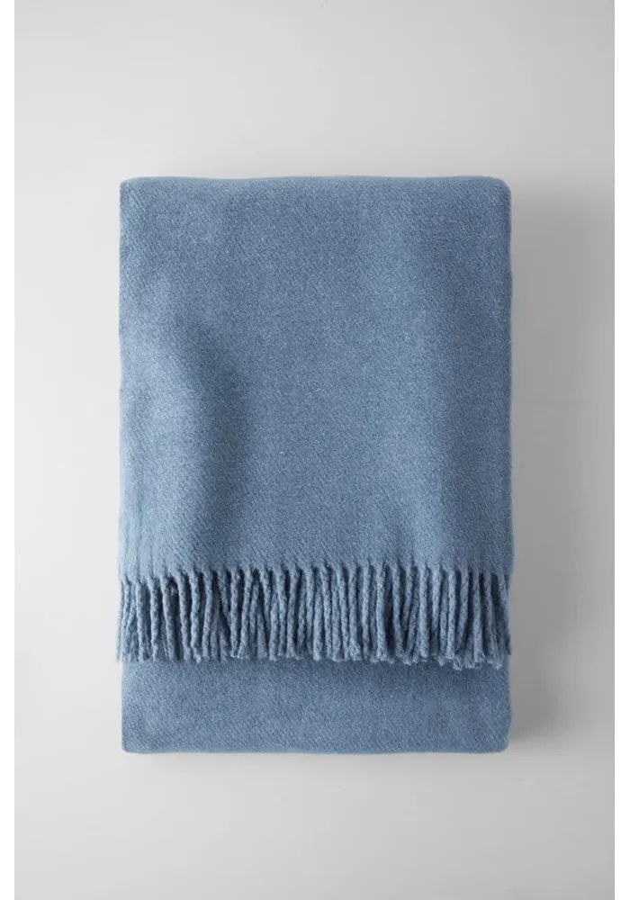 Plaid blu con basi di cotone, 140 x 180 cm Plain - Euromant