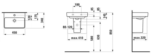 LAUFEN H8159610001041 - Lavabo da appoggio/sospeso PRO 45x34 cm ceramica/bianco