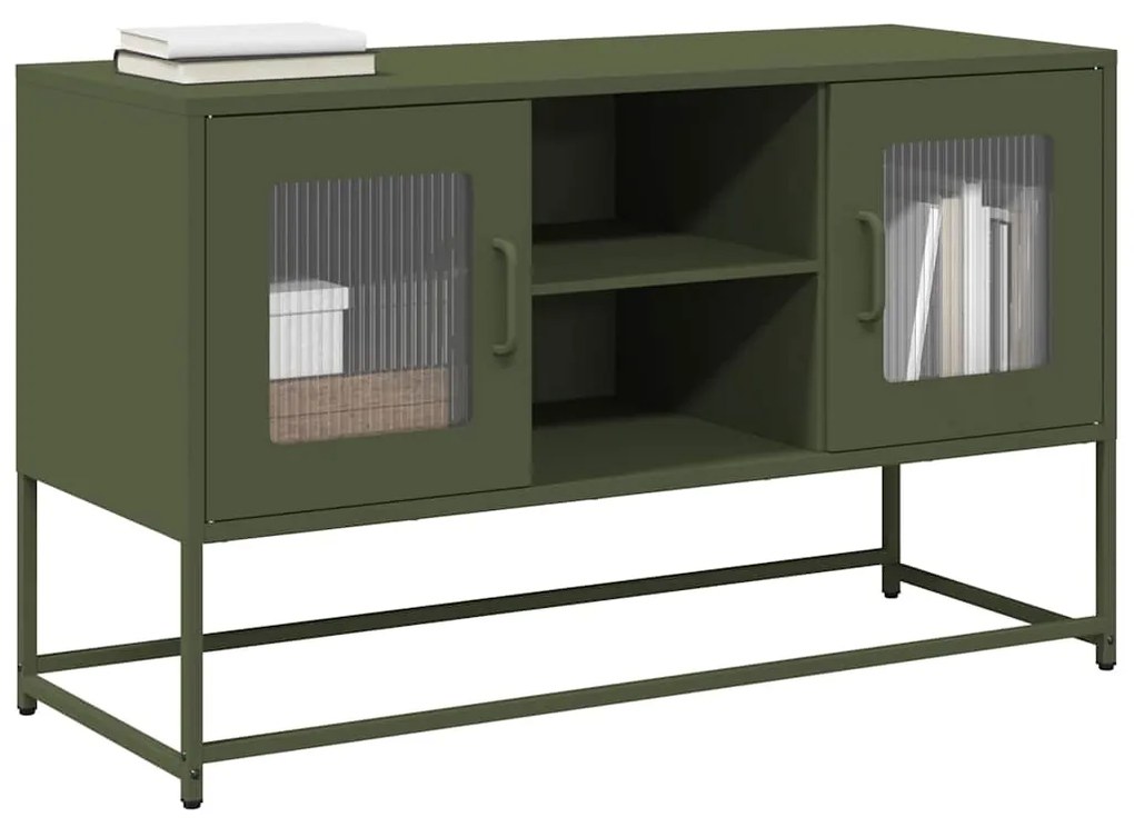 Mobile Tv Verde Oliva 100,5x39x60,5 Cm İn Acciaio /
