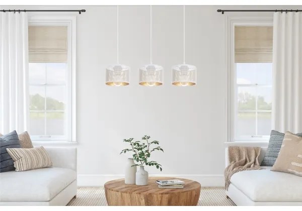 Lampadario a sospensione con filo ALDO 3xE27/60W/230V bianco