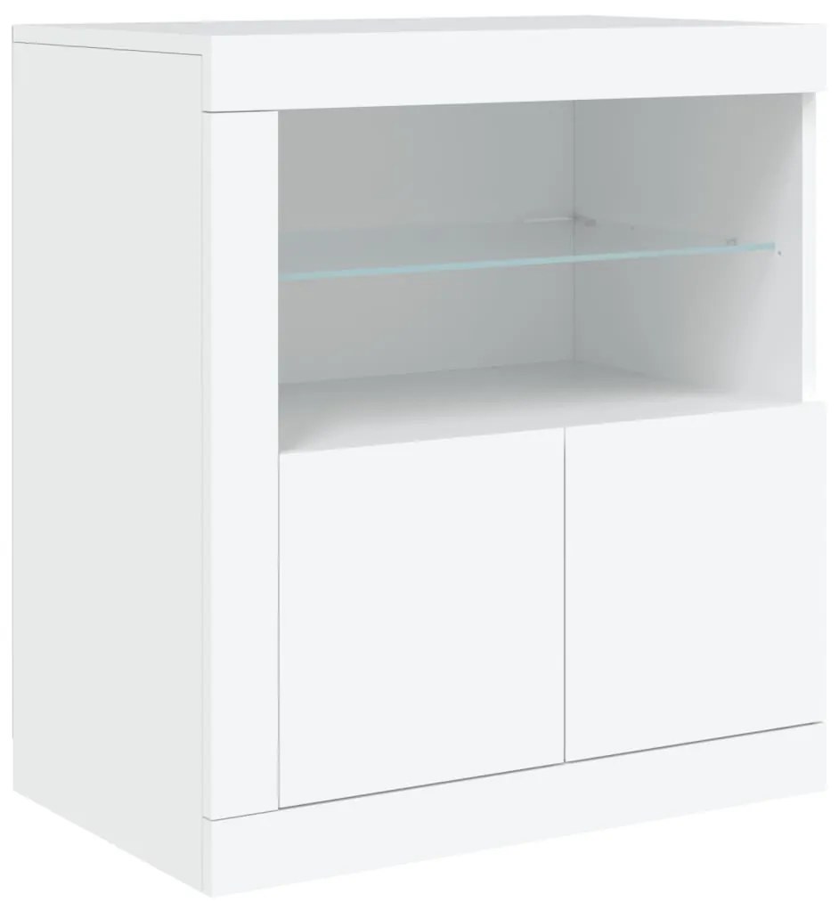 Credenza con luci led bianca 60,5x37x67 cm