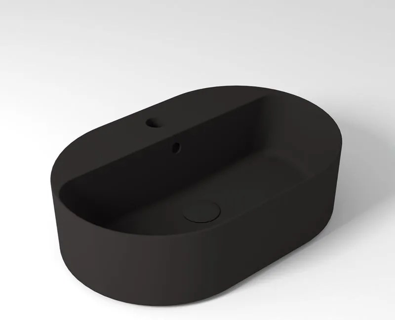 Lavabo da appoggio Wave OLYMPIA CERAMICA ovale in ceramica L 60 x H 17 x P 40 cm nero opaco