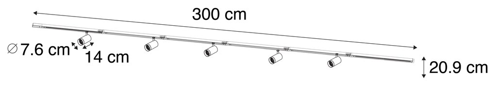 Sistema a binario moderno con 5 faretti bianco monofase GU10 70mm - Iconic Jeana Luxe