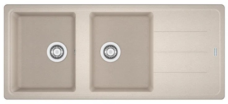 Lavello integrato 2 vasche con gocciolatoio laterale destro o sinistro FRANKE Boston fragranite L 50 x L 116 cm beige
