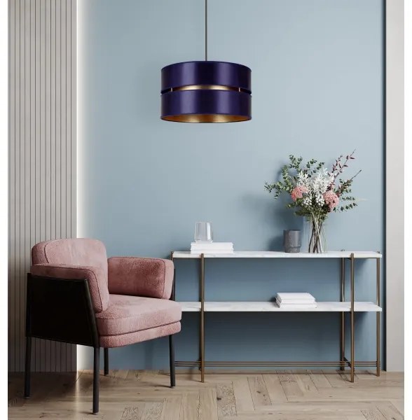 Duolla - Lampadario a sospensione con filo DUO 1xE27/15W/230V diametro 40 cm blu/oro