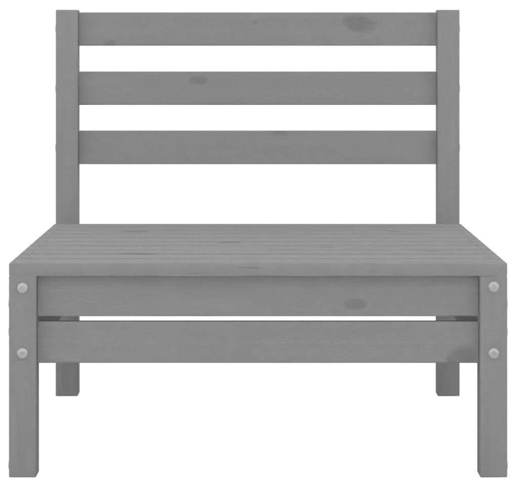 Set Divani da Giardino 5 pz Grigio in Legno Massello di Pino