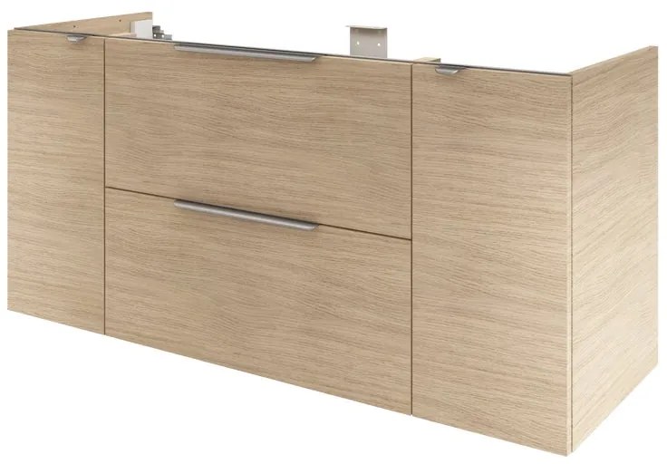 Mobile da bagno sospeso sotto lavabo L 135 x H 64 x P 48 cm rovere lucido, 2 cassetti, 2 ante SENSEA Neo Frame
