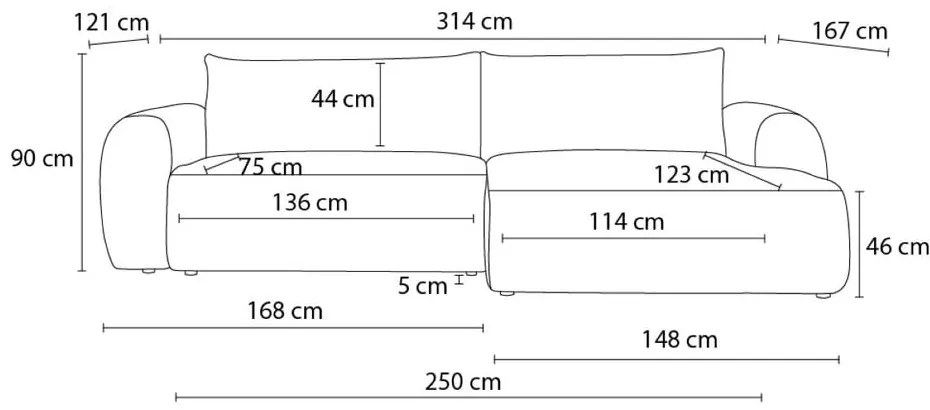 Divano angolare color crema allungabile (con penisola a destra) con rivestimento in velluto a coste Lucien – Bobochic Paris