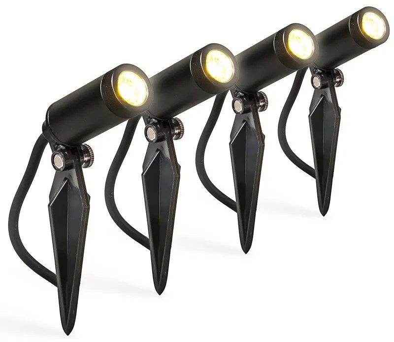 Set di 4 faretti da giardino neri con LED IP68 - Garly