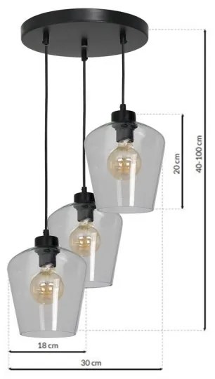 Lampadario su fune SANTIAGO 3xE27/60W/230V limpido