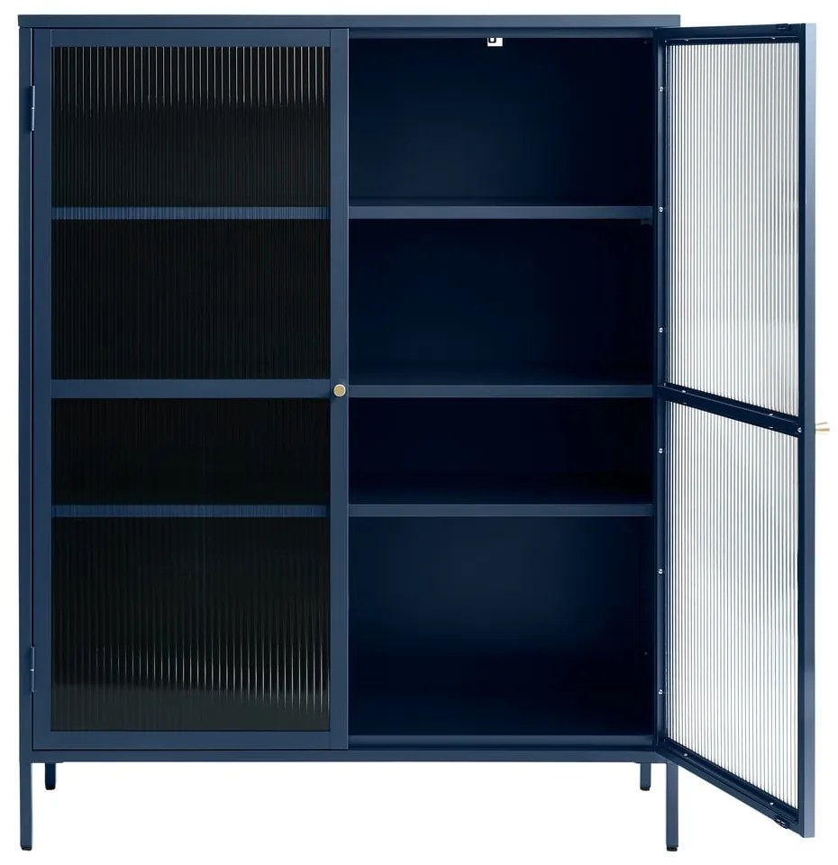 Vetrina in metallo blu Bronco, altezza 140 cm - Unique Furniture