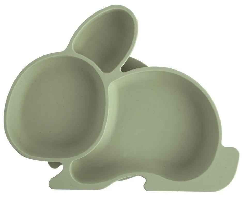 Piatto per bambini color salvia in silicone 18x23 cm Bunny – Orion