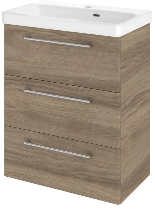Mobile da bagno sotto lavabo SENSEA Remix rovere naturale opaco L 60 x H 73 x P 33 cm 3 cassetti, lavabo non incluso