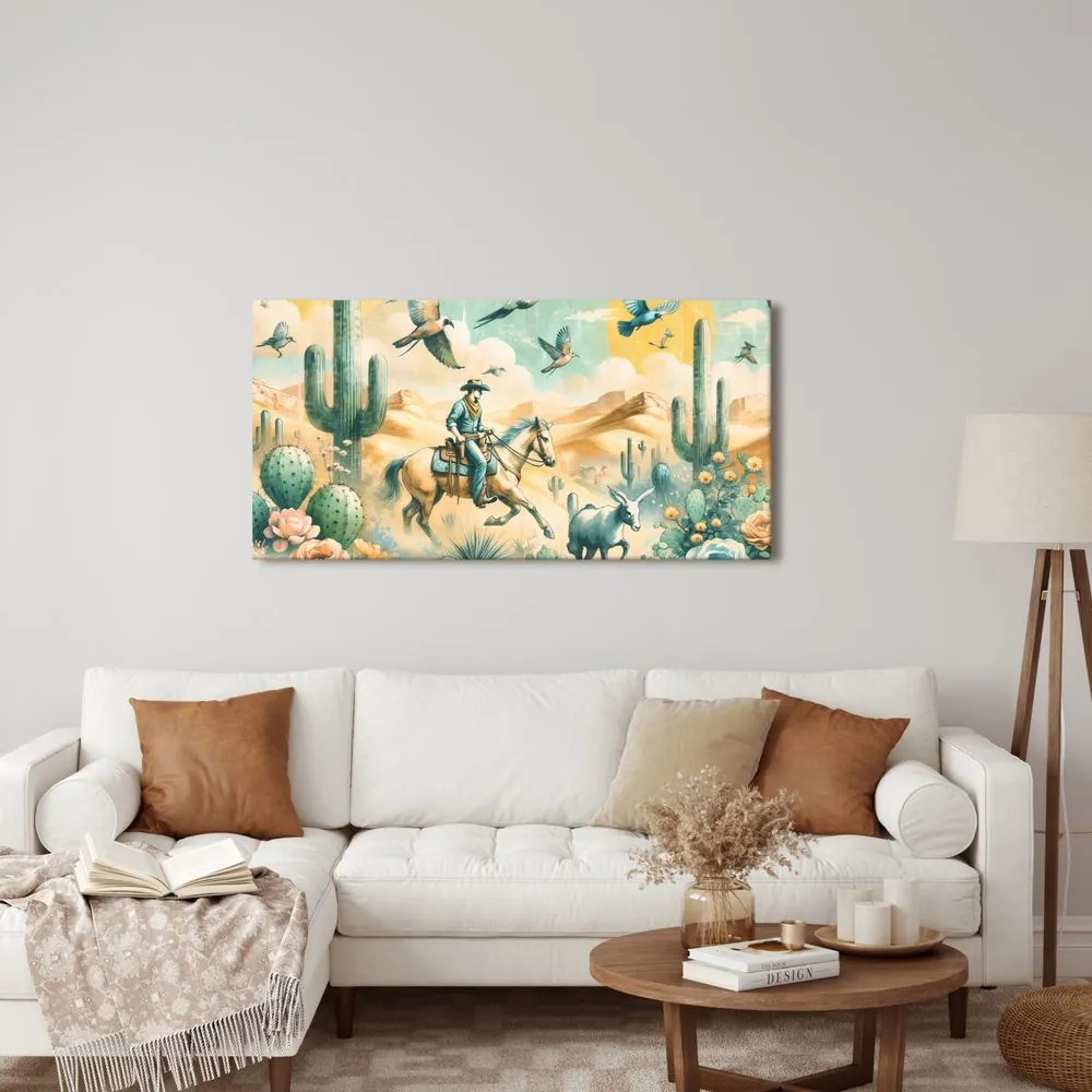 Quadro su tela – Scena western con cavallo