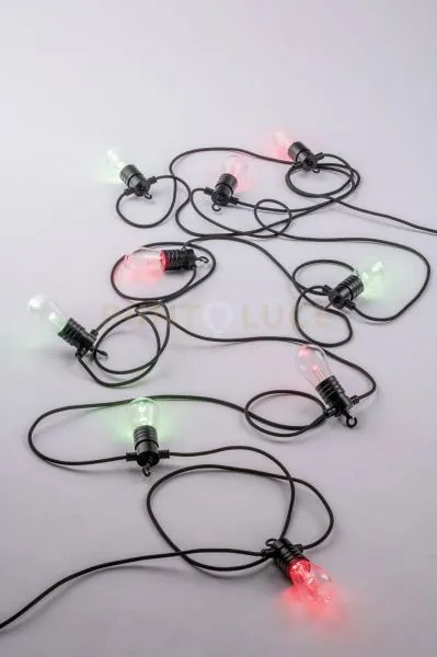 Stringa elettrificata picnic nera 10 lampadine led 0,5w 400lm rgb +...