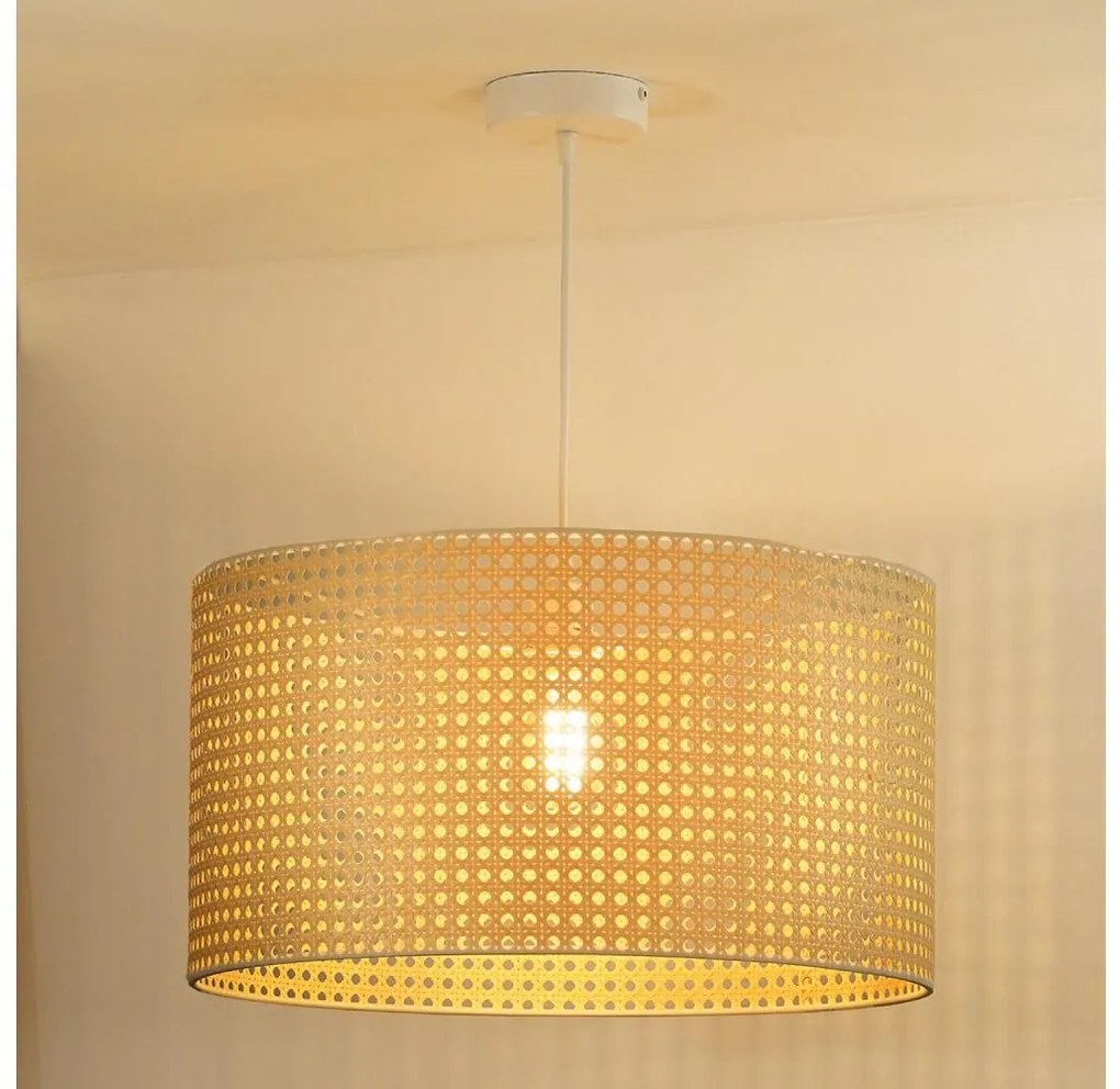 Duolla - Lampadario a sospensione con filo ROLLER RATTAN 1xE27/15W/230V diametro 45 cm beige