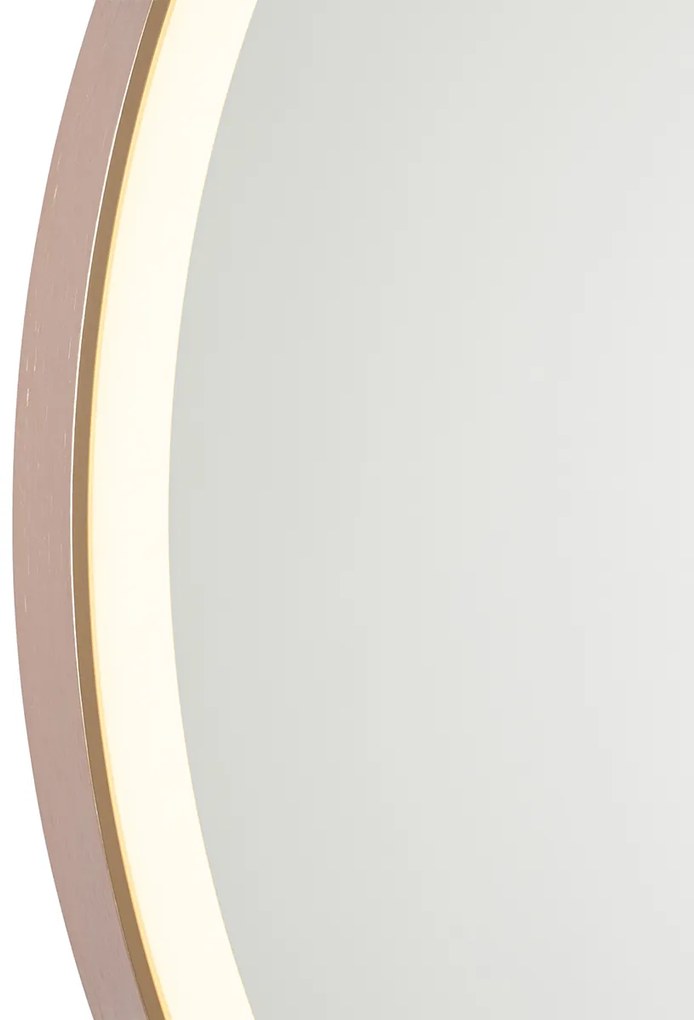 Specchio da bagno oro rosa 70 cm con LED dimmerabile a 3 livelli con touch rotondo - Miral