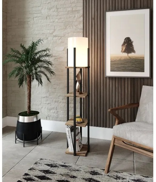 Lampada da terra con ripiani NORA 1xE27/40W/230V nero/marrone