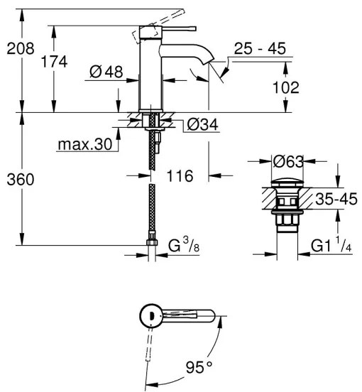 GROHE 23797001 - ESSENCE Lavello Mixer, Dimensioni S, Polished cromo