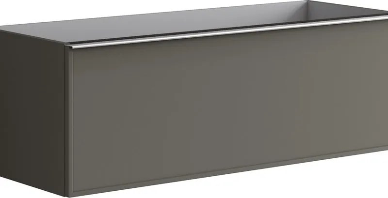 Mobile da bagno sospeso sotto lavabo Pixel frame 1 cassetto L 120 x H 40 x P 45.5 cm grigio carbone laccato opaco, con maniglia alluminio brillante
