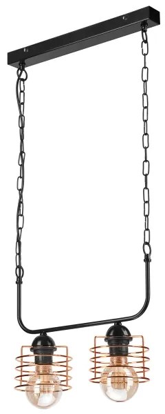 Lampadario a sospensione con catena MORGAN 2xE27/60W/230V nero/rame