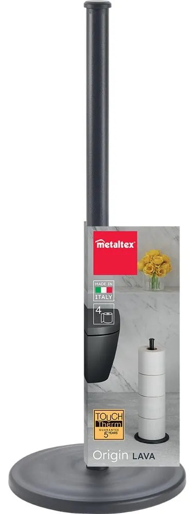 Porta carta igienica nero opaco in acciaio Lava – Metaltex