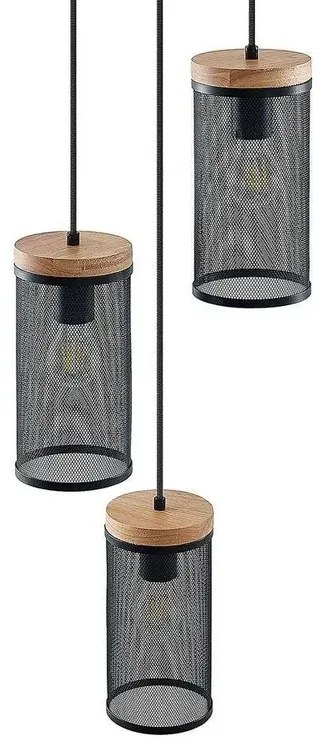 Kiriya Cluster Lampada a Sospensione Black/Wood - Lindby