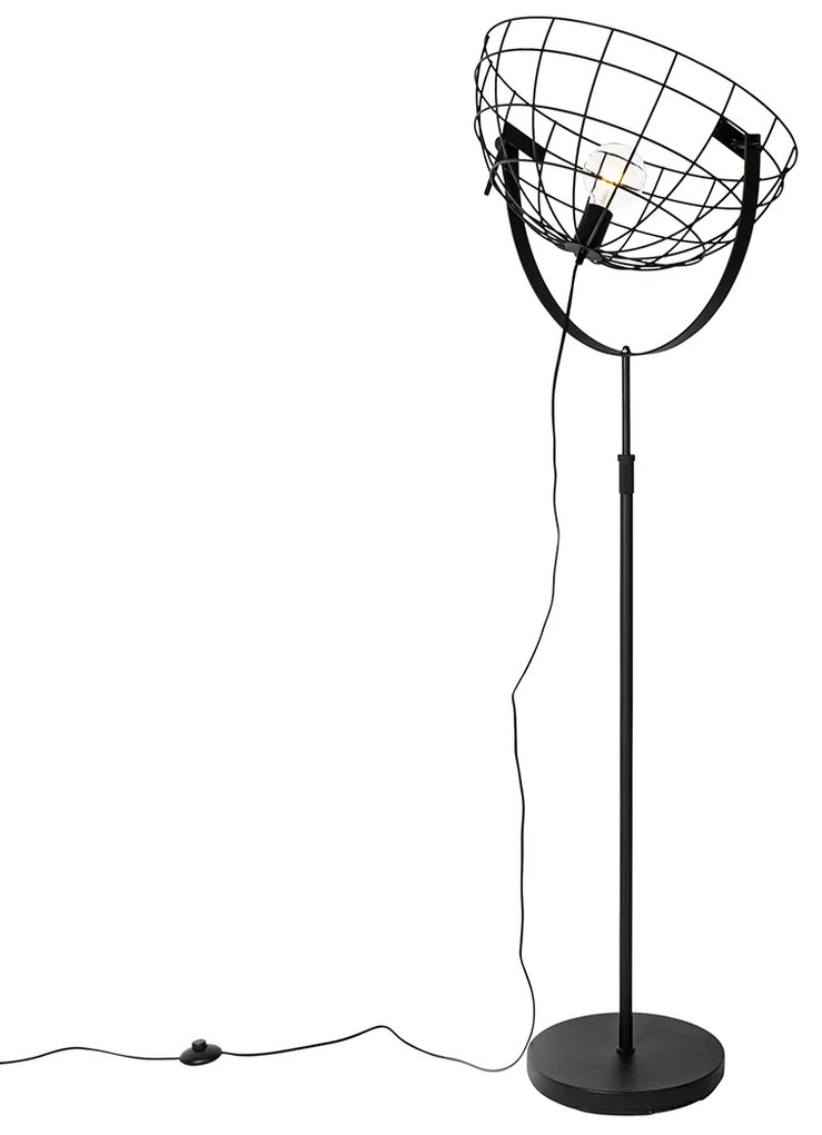 Lampada da terra industriale nera 50 cm regolabile - Hanze