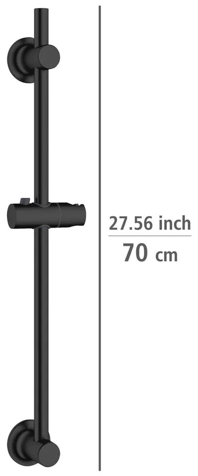 Asta per doccia senza foratura nera in acciaio inox con supporto scorrevole 70 cm – Wenko