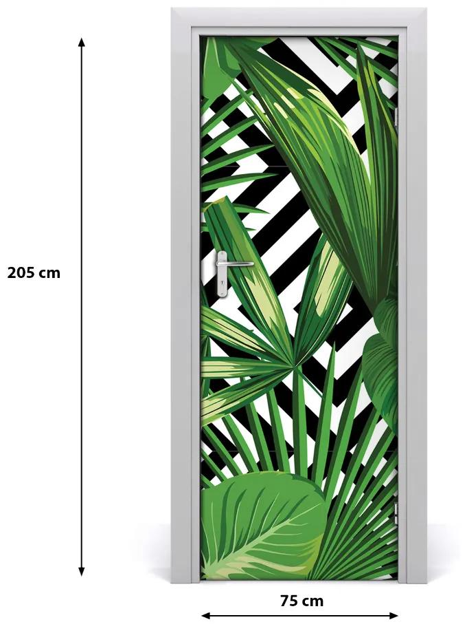 Poster adesivo per porta Foglie tropicali 75x205 cm
