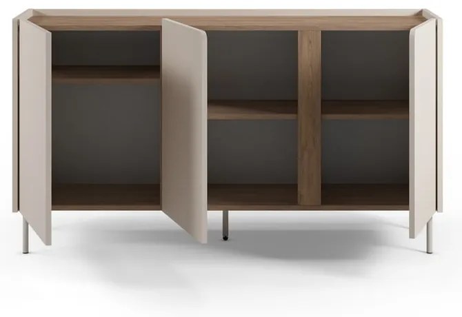 Cassettiera effetto rovere in colore crema-naturale 150x82,5x40,5 cm Lucile - Marckeric