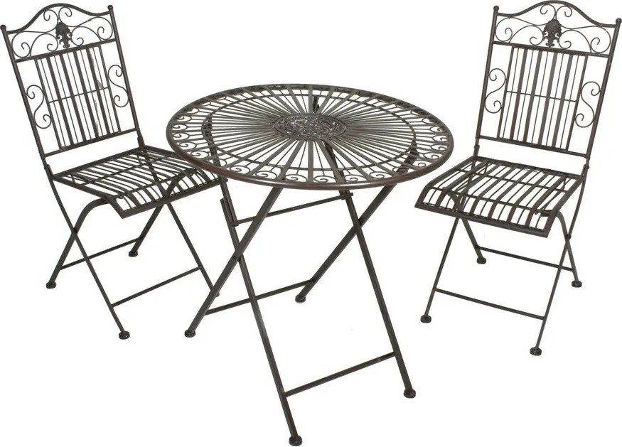 Set da pranzo da giardino in marrone scuro in metallo per 2 persone – Garden Pleasure
