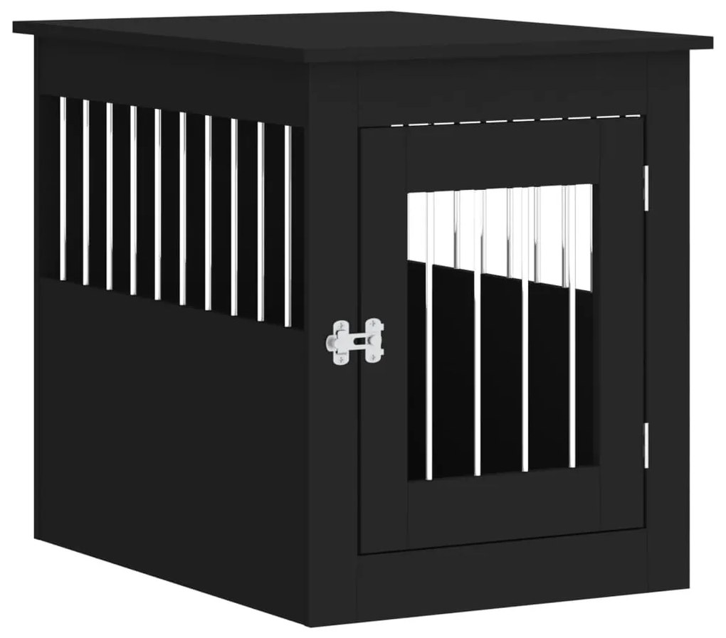 Gabbia cani da arredamento nera 55x75x65cm legno multistrato