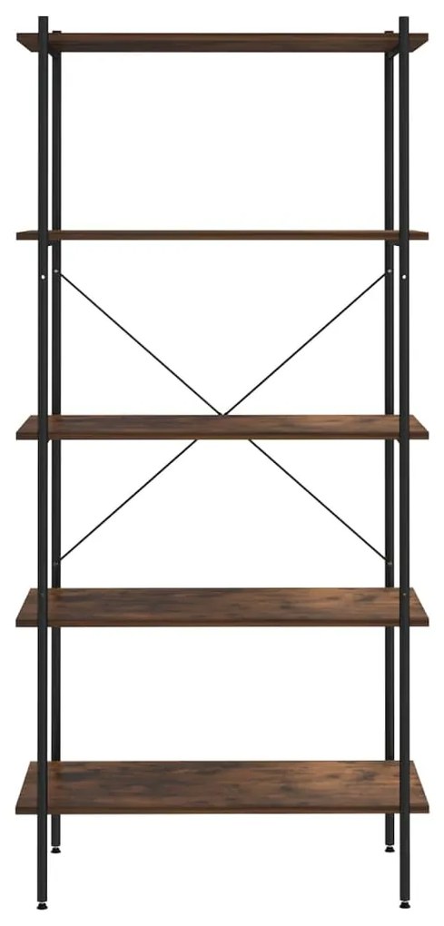 Scaffale con 5 mensole nero e legno scuro 80x40x163 cm