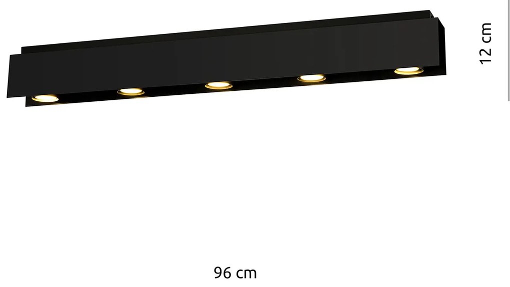 Plafoniera Moderna 5 Luci Cassiopea In Acciaio Nero