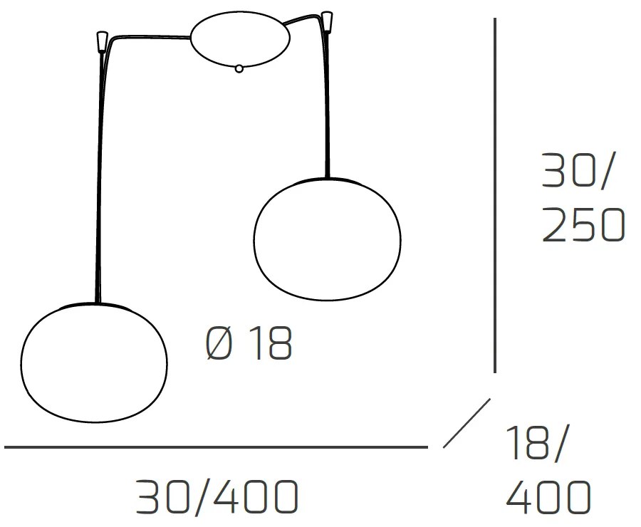 Sospensione Contemp Decentratori Soft Metallo Cromo Vetro Acidato Opaco 2 E14