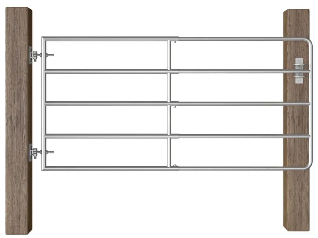 Cancello da Giardino in Acciaio 5 Sbarre (95-170)x90 cm Argento