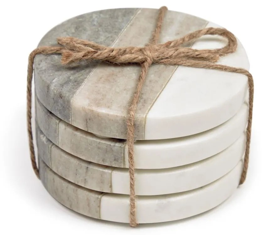 Kave Home - Set Xamila di 4 sotto bicchieri in marmo multicolor