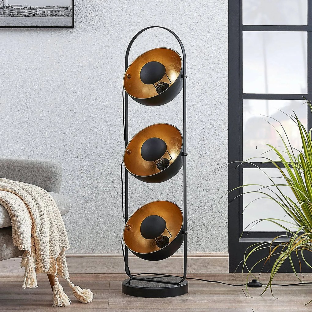 Lampada da terra Muriel Lindby, Nero, Soggiorno / Sala da pranzo, Metallo, Moderno, Lampada da terra