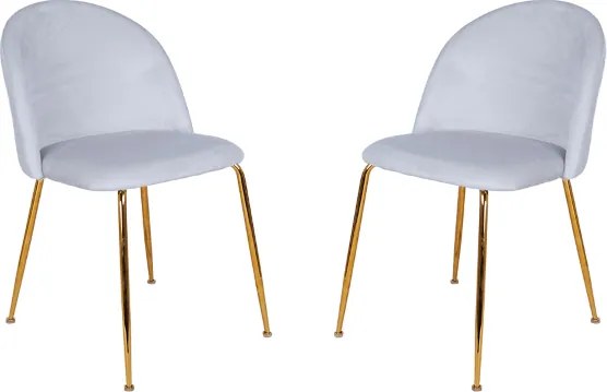 Sedia da pranzo in velluto Grigio Perla con gambe in metallo Oro - PARIS 2 sedie